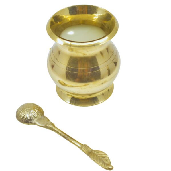 Brass Blessings Bundle: Pooja Lota, Spoon Panch Patra Charnamrit - Image 2
