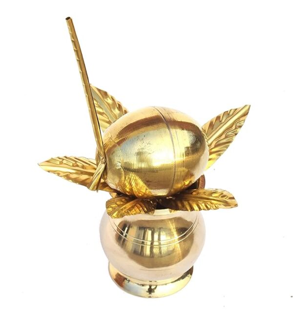 Glossy Mangal Kalash for Pooja Ghar,Home Decor,Diwali Pooja, Wedding Cerimony Brass Kalash (Gold) - Image 3
