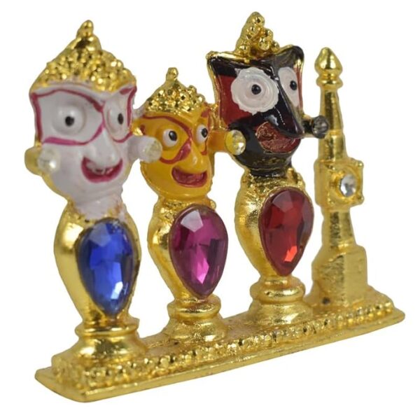 Metal Jagannath Handmade Small Statue (Golden) for Car Dashboard, Pooja Room - Image 4