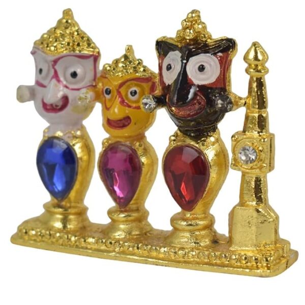 Metal Jagannath Handmade Small Statue (Golden) for Car Dashboard, Pooja Room - Image 3