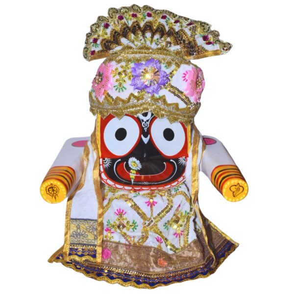12 Inch Complete Traditional dress set for Shree Jagannath Idol set (White) - Image 9