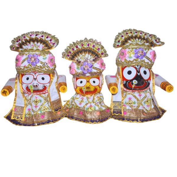 12 Inch Complete Traditional dress set for Shree Jagannath Idol set (White) - Image 12