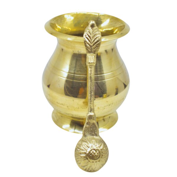 Brass Blessings Bundle: Pooja Lota, Spoon Panch Patra Charnamrit - Image 3