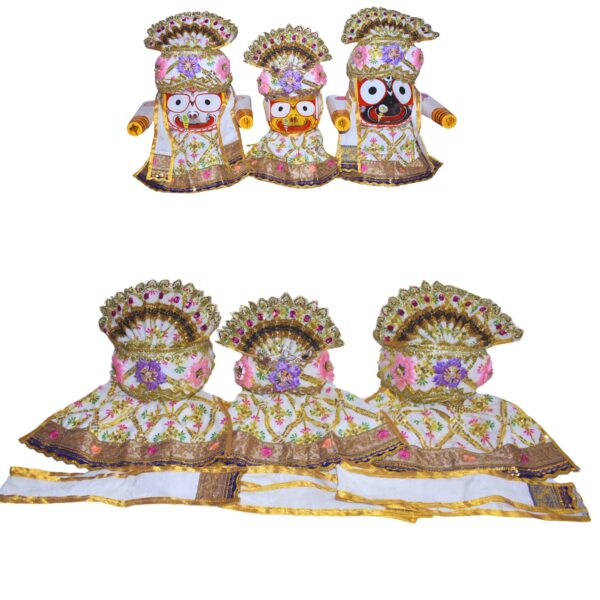 12 Inch Complete Traditional dress set for Shree Jagannath Idol set (White) - Image 4