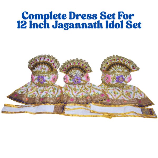 12 Inch Complete Traditional dress set for Shree Jagannath Idol set (White) - Image 3