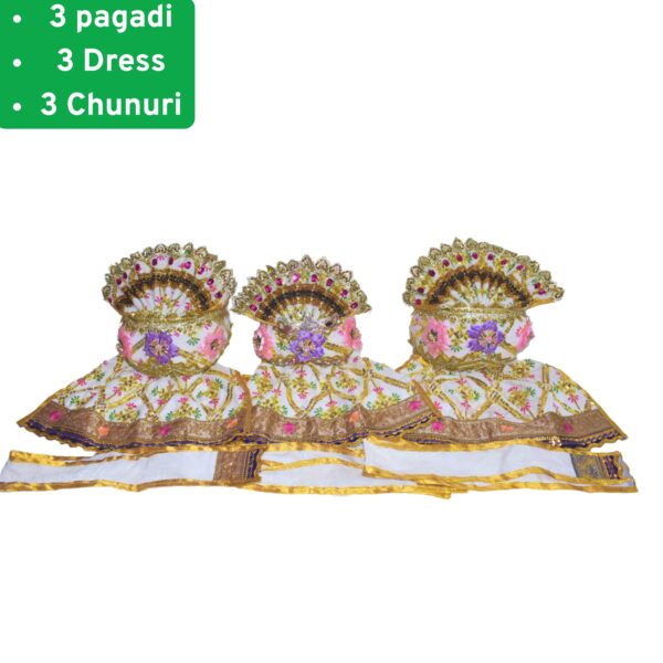 12 Inch Complete Traditional dress set for Shree Jagannath Idol set (White) - Image 2