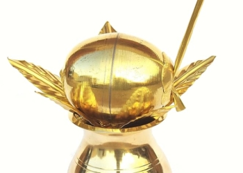 Glossy Mangal Kalash for Pooja Ghar,Home Decor,Diwali Pooja, Wedding Cerimony Brass Kalash (Gold)