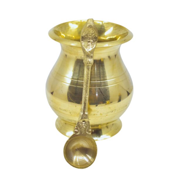 Brass Blessings Bundle: Pooja Lota, Spoon Panch Patra Charnamrit - Image 4