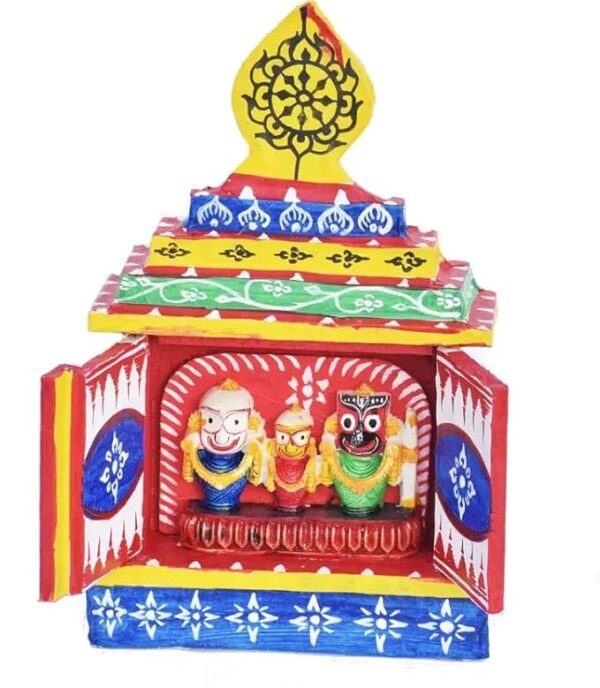 Lord Jagannath Temple Miniature,Mandir,Puri dham Wooden Temple Miniature 20 X 18 X 8 Cm - Image 4