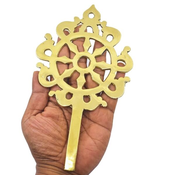7.5 Inch Shree Jagannath's Brass Nilachakra for Sacred Spaces (Pack of 1,Gold,Medium) - Image 3