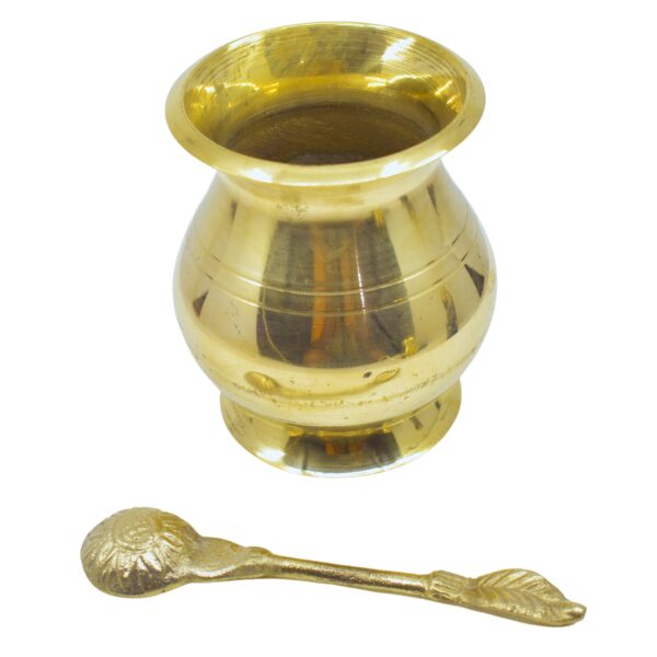 Brass Blessings Bundle: Pooja Lota, Spoon Panch Patra Charnamrit - Image 5