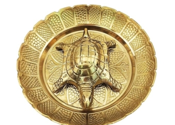 Brass Turtle Vaastu Tortoise on Plate | for Career & Good Luck Gift,Set of 1
