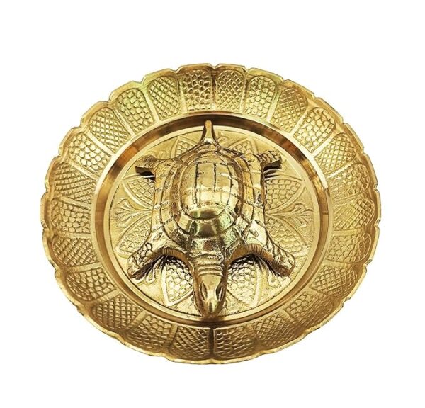 Brass Turtle Vaastu Tortoise on Plate | for Career & Good Luck Gift,Set of 1