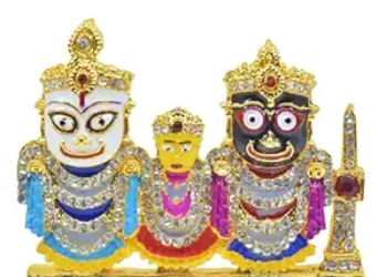 Metal Lord Jagannath, Balaram & Subhadra Idol Stand Set for Car Dashboard and Shop (Multicolor, Pack of 1)