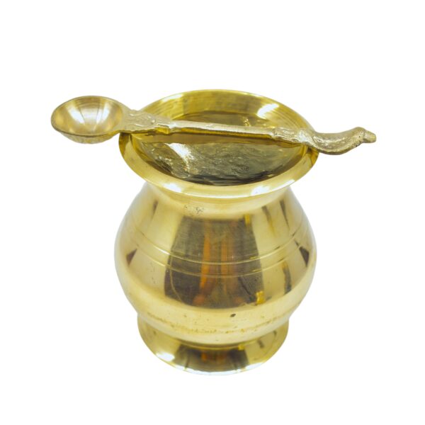 Brass Blessings Bundle: Pooja Lota, Spoon Panch Patra Charnamrit - Image 6