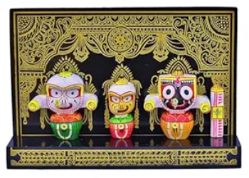 Lord Jagannath, Subhadra, Balabhadra, Sudarshana Idol Statue Set for Divine Home Decor, Car Dashboard and Shop (Multicolor, Pack of 1)