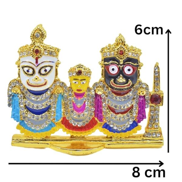 Metal Lord Jagannath, Balaram & Subhadra Idol Stand Set for Car Dashboard and Shop (Multicolor, Pack of 1) - Image 4