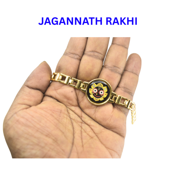 Lord Jagannath Bracelet Golden Rakhi for Brother | Adjustable Raksha Bandhan Bracelet Rakhi | Traditional Metal Rakhi Made in India - Image 2
