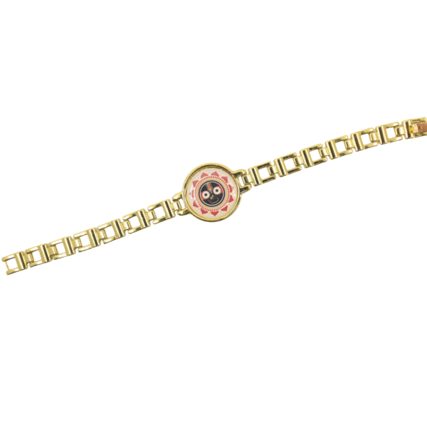 Handcrafted Lord Jagannath Golden Bracelet Rakhi for Brother | Adjustable Raksha Bandhan Bracelet Thread | Stylish Metal Rakhi Made in India - Image 2