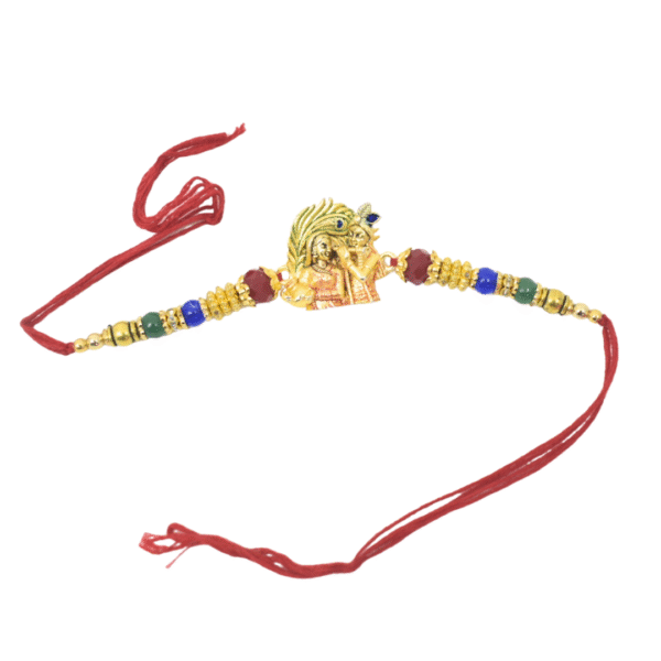Radha Krishna Rakhi for Brother | Handmade Raksha Bandhan Thread with Traditional Design | Ethnic Rakhi Made in India - Image 2