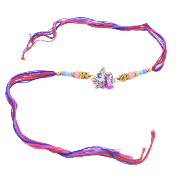 Little Radha Krishna Rakhi for Brother | Handmade Raksha Bandhan Thread with Cute Cartoon Design | Kid-Friendly Rakhi Made in India - Image 2