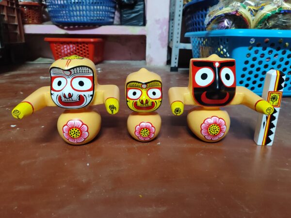 6 inch Neem wood Jagannath idol set - Image 2