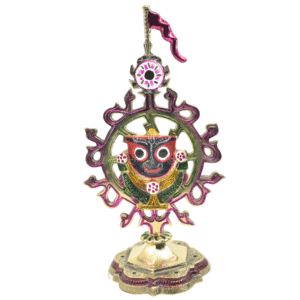 Brass Lord Jagannath Idol in Brass Nilachakra | 10 Inch Decorative Nilchakra Showpiece | Puri Style Design