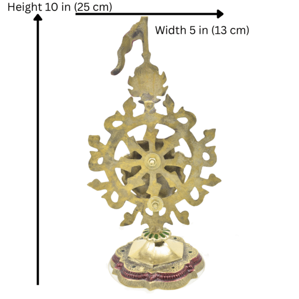 Brass Lord Jagannath Idol in Brass Nilachakra | 10 Inch Decorative Nilchakra Showpiece | Puri Style Design - Image 5