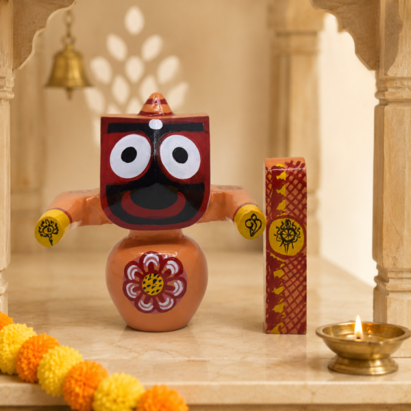 5 Inch  Neem Wood Lord Jagannath Single Idol Patitapavan | Neem Wood Murti