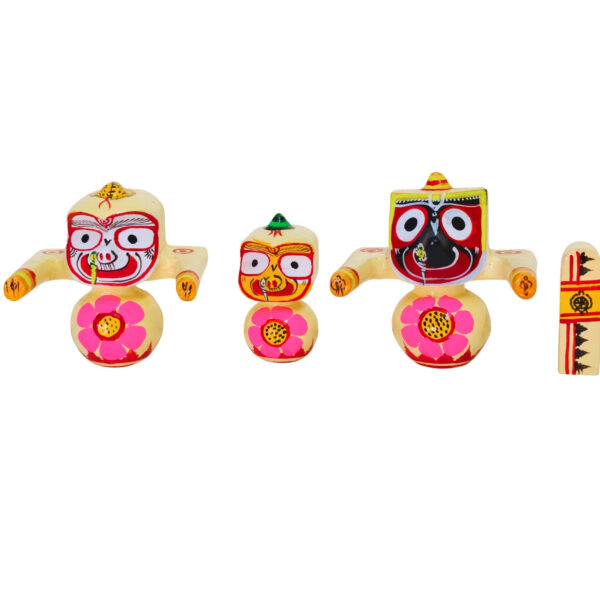 4 Inch Lord Jagannath Balabhadra Subhadra Pure Neem Wood Murti Set
