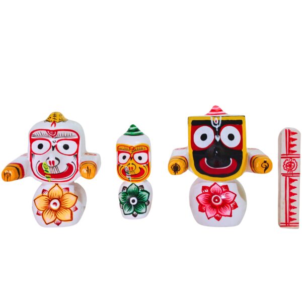 6 Inch Shree Jagannath Pure Neem Wooden Idol Set for Puja