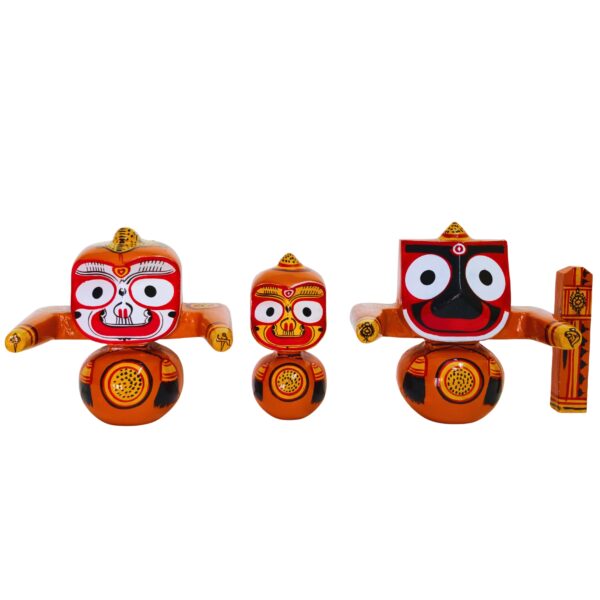 7 Inch Shree Jagannath Pure Neem Wood Idol Set – Handmade Murti