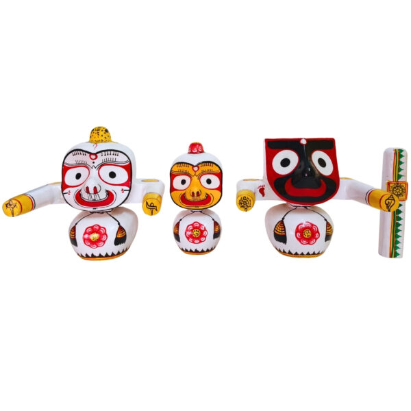 10 Inch Jagannath Balabhadra Subhadra Pure Neem Wood Murti Set