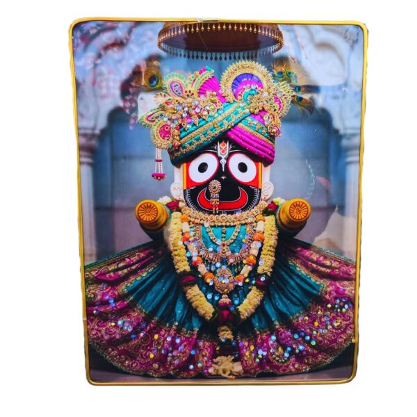 Lord Shree Jagannath Wall Hanging, High Gloss Finish, Golden Slim Frame (30x22 cm)