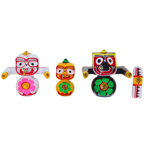 4 Inch Lord Jagannath Pure Neem Wood Idol Set