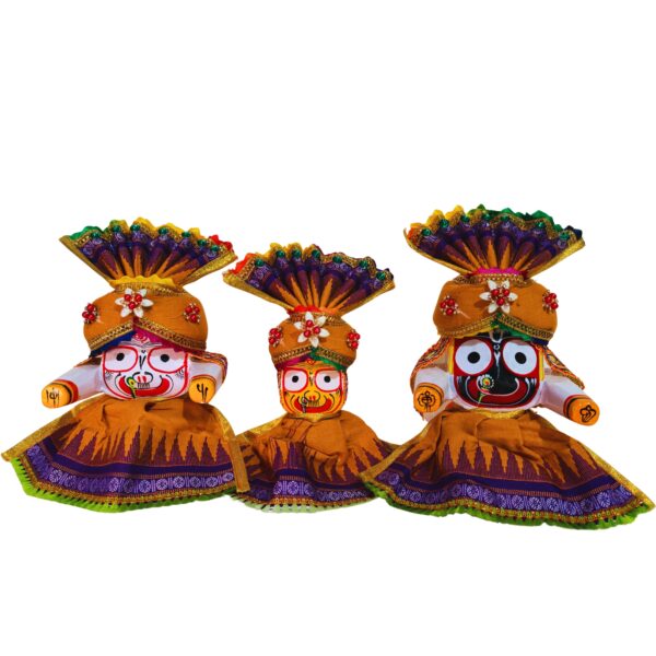 Complete Cotton Pagadi Dress Set for Lord Jagannath, Balaram, Subhadra Idol (Brown,Pack of 1)