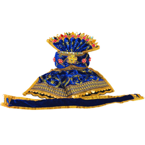 Blue Velvet Vastra/Dress Set for Lord Jagannath Single Idol For 8Inch