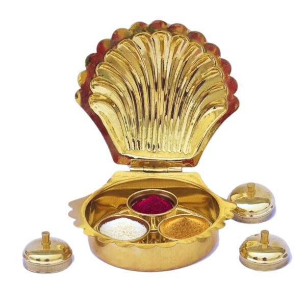 Haldi Kumkum Chandan Patra Box Brass