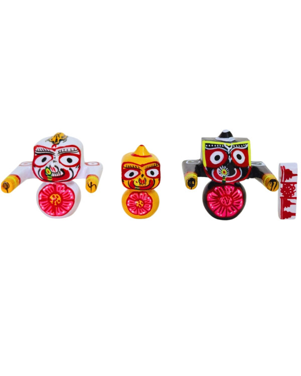 2.5 Inch Pure Neem Wood Mini Jagannath Idol Set for Home Mandir