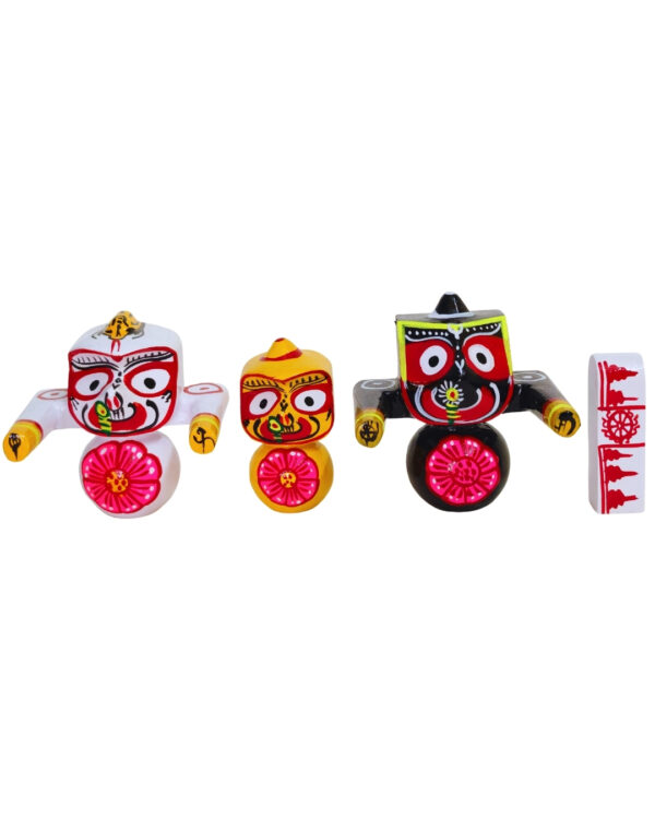 3 Inch Pure Neem Wood Jagannath Idol Set Handmade Murti