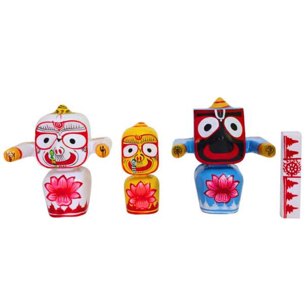 6 Inch Neem Wood Handmade Shree Jagannath Idol Complete Set Odisha Handicraft