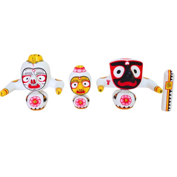 4 Inch Lord Jagannath Pure Neem Wood Murti for Home Mandir (White)