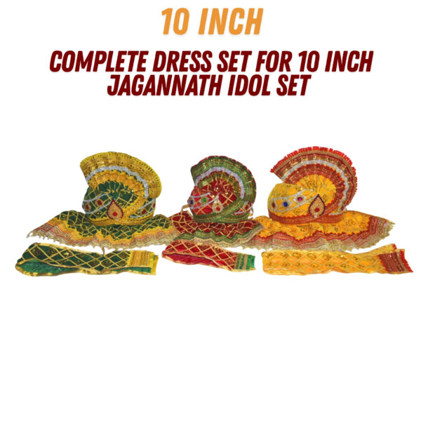 10 Inch Jagannath Idol Pagadi/Dress Set for Puja and Festival Decoration (Multicolor)