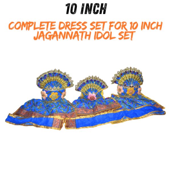 10 Inch Premium Jagannath Balabhadra Subhadra Dress Set for Idol Shringar (Blue)