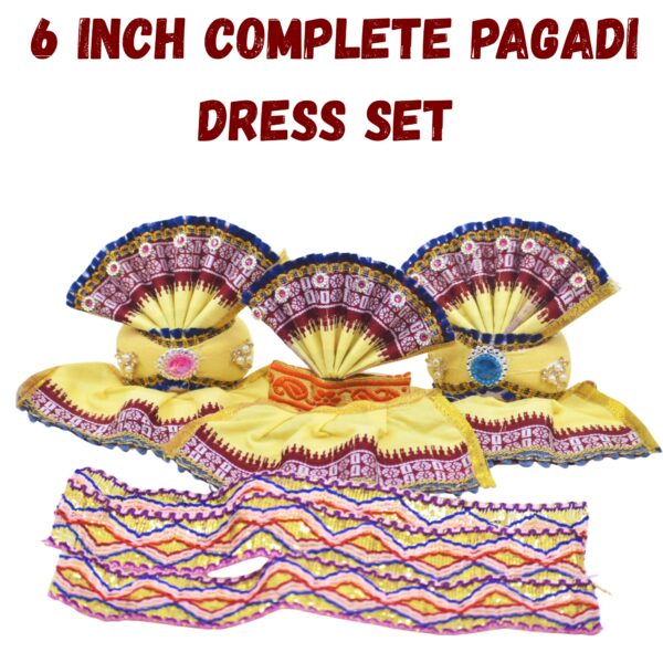 6 Inch Lord Jagannath Idol Dress Set Cotton Traditional Poshak/Dress (Light yellow color)