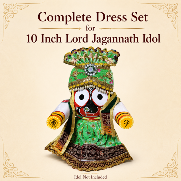 10 Inch Lord Jagannath Dress Set with Pagadi – Green & Maroon